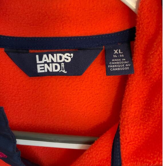 Lands' End Kids Heritage Fleece Snap Neck Pullover Top - Picture 2 of 3